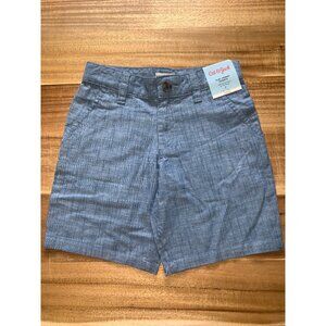 Cat & Jack Boys Flat-Front Summer Shorts Blue Chambray Adjustable Waist Pockets